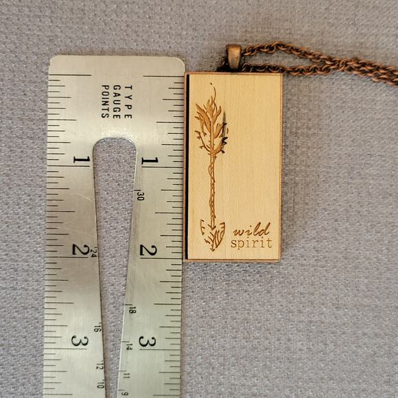 NWT Arrow Copper Wood Pendant Necklace USA Handcrafted Statement Peace Jewelry - Picture 8 of 12